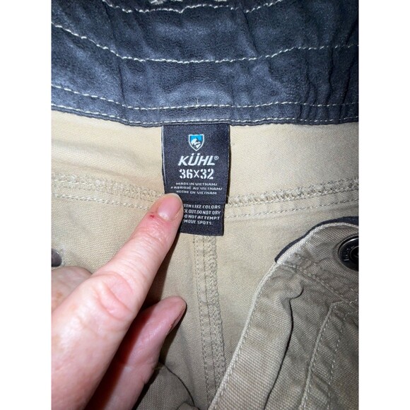 Kuhl Kanvus Jean Mens 36x32 khaki Vintage Patina Dye Canvas Pants Hiking Outdoor - Picture 5 of 10